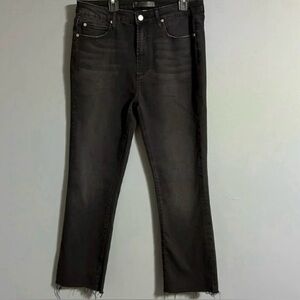 Leith High Rise Crop Flare Jeans Raw Hem size 30
